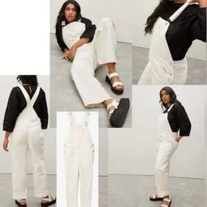 EVERLANE White Canvas Overalls with Front Bib Pocket and Adjustable Straps